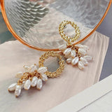 Autumn Baroque Vintage Leaves Tassel Pearl Brooch