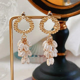 Autumn Baroque Vintage Leaves Tassel Pearl Brooch
