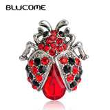 Vintage Red Crystals Ladybug Brooches for Woman Kids Suit Hats Scarf