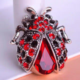 Vintage Red Crystals Ladybug Brooches for Woman Kids Suit Hats Scarf
