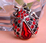 Vintage Red Crystals Ladybug Brooches for Woman Kids Suit Hats Scarf