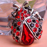 Vintage Red Crystals Ladybug Brooches for Woman Kids Suit Hats Scarf