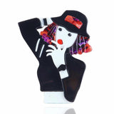 Punk Hat Girl Acrylic Brooch Resin Lapel Pins