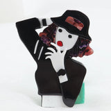 Punk Hat Girl Acrylic Brooch Resin Lapel Pins