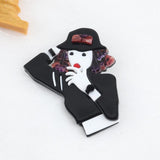 Punk Hat Girl Acrylic Brooch Resin Lapel Pins