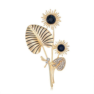 Sunflower Rhinestone Brooch Plant Corsage Pin Costume Jewelry Gift