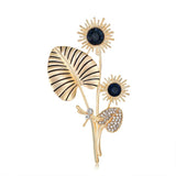 Sunflower Rhinestone Brooch Plant Corsage Pin Costume Jewelry Gift