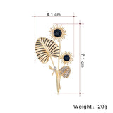 Sunflower Rhinestone Brooch Plant Corsage Pin Costume Jewelry Gift