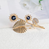 Sunflower Rhinestone Brooch Plant Corsage Pin Costume Jewelry Gift
