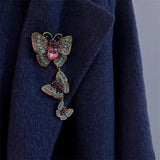 Retro Butterfly Brooch Rhinestone Pin for Women, Long Suit Accessories