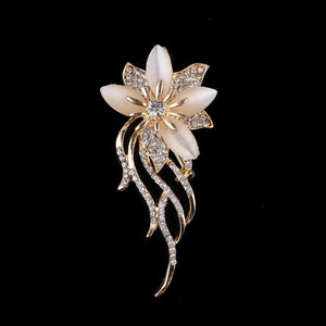 Opal Rhinestone Flower Brooch for Women Wedding Party