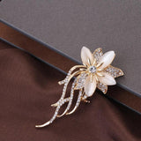 Opal Rhinestone Flower Brooch for Women Wedding Party