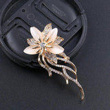 Opal Rhinestone Flower Brooch for Women Wedding Party