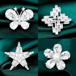 Small Flower Zircon Brooch Butterfly Lapel Pin Anti Light Buckle