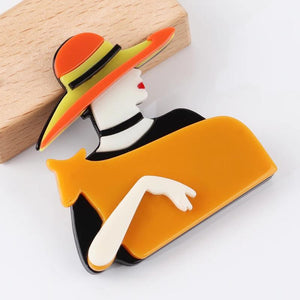 Acrylic Modern Lady Pet Brooch Lapel Pins