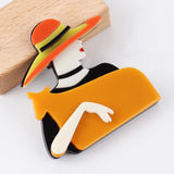 Acrylic Modern Lady Pet Brooch Lapel Pins