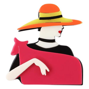 Acrylic Modern Lady Pet Brooch Lapel Pins