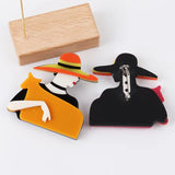 Acrylic Modern Lady Pet Brooch Lapel Pins