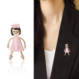 Cartoon Female Nurse Brooch Alloy Dripping Oil Clothing Accessory