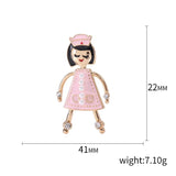 Cartoon Female Nurse Brooch Alloy Dripping Oil Clothing Accessory