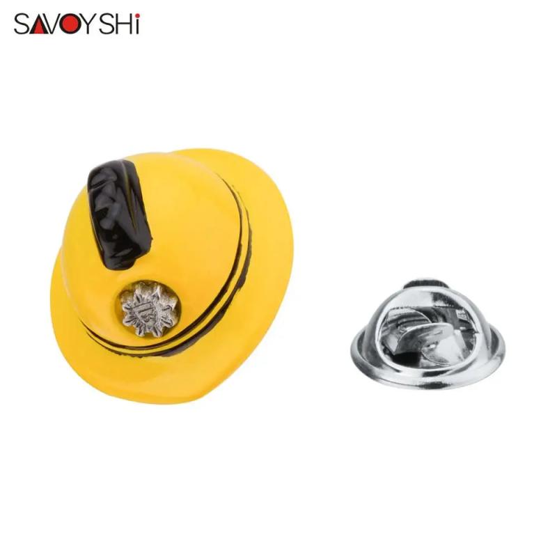 Yellow Helmet Shape Lapel Pin Brooches Fine Gift for Men