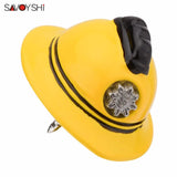 Yellow Helmet Shape Lapel Pin Brooches Fine Gift for Men