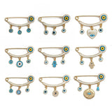 Heart Fatima Hand Round Charm Brooch Pin Evil Eye Brooch Jewelry