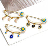 Heart Fatima Hand Round Charm Brooch Pin Evil Eye Brooch Jewelry