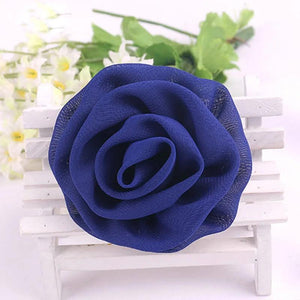 Soft Colors Chiffon Silk Fabric Rose Flower Brooches Lapel Pins Lady Corsage