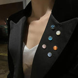 DIY Round Opal Brooch Magnet Safety Pin No Trace Collar Pin