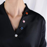 DIY Round Opal Brooch Magnet Safety Pin No Trace Collar Pin