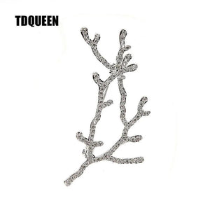 Crystal Antlers Brooch Silver Plated Metal Broche