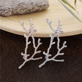 Crystal Antlers Brooch Silver Plated Metal Broche
