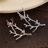 Crystal Antlers Brooch Silver Plated Metal Broche
