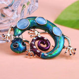 Lizard Animal Brooch with Cat Eye Stone for Party Christmas