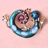 Lizard Animal Brooch with Cat Eye Stone for Party Christmas