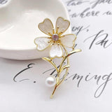 Baroque Leaf Brooch Pearl Rhinestone Lapel Pin Wedding Gift