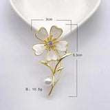 Baroque Leaf Brooch Pearl Rhinestone Lapel Pin Wedding Gift