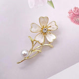 Baroque Leaf Brooch Pearl Rhinestone Lapel Pin Wedding Gift