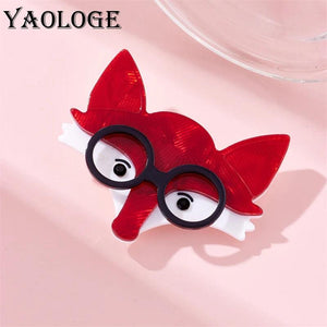 Acrylic Fox Head Brooch Cartoon Animal Badges