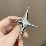 Metal Cross Star Brooch Silver y2k Brooches Pin Jewelry