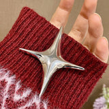 Metal Cross Star Brooch Silver y2k Brooches Pin Jewelry