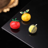 Small Fruit Enamel Brooches Peach Cherry Pear Tomato Collar Pin