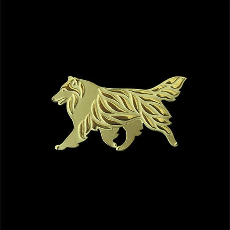 Rough Collie Movement Animal Brooches Plated Silver Men Brooches Jewelry