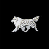 Rough Collie Movement Animal Brooches Plated Silver Men Brooches Jewelry