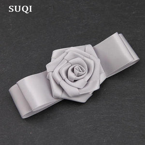 SUQI Fabric Silk Ribbon Hand-folded Roses Women's Brooches Pin Jewelry