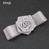 SUQI Fabric Silk Ribbon Hand-folded Roses Women's Brooches Pin Jewelry