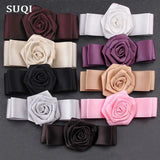 SUQI Fabric Silk Ribbon Hand-folded Roses Women's Brooches Pin Jewelry