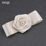 SUQI Fabric Silk Ribbon Hand-folded Roses Women's Brooches Pin Jewelry