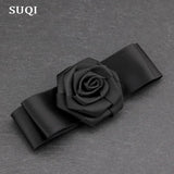 SUQI Fabric Silk Ribbon Hand-folded Roses Women's Brooches Pin Jewelry